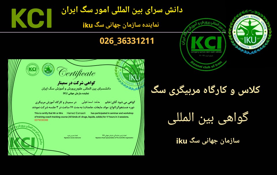 مدرک بین المللی مربیگری سگ کلاس مربیگری سگ kci